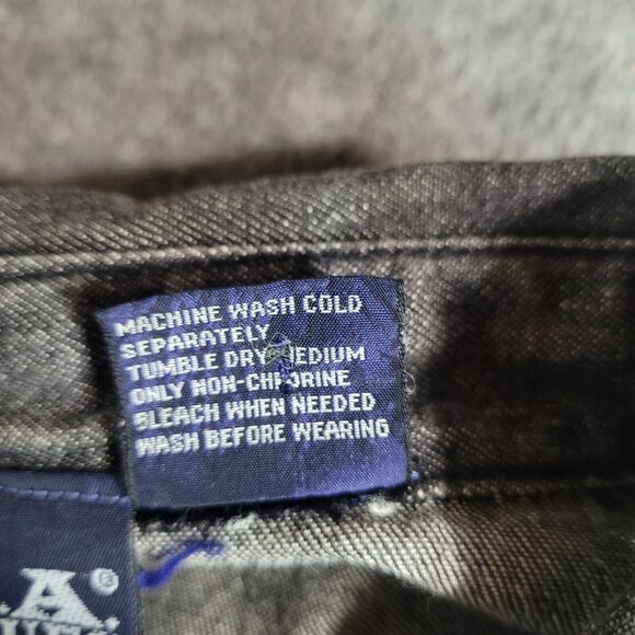 Vintage LA Blues Black Denim w/ Flames Applique Long Sleeve Shirt Size Medium - Picture 9 of 10